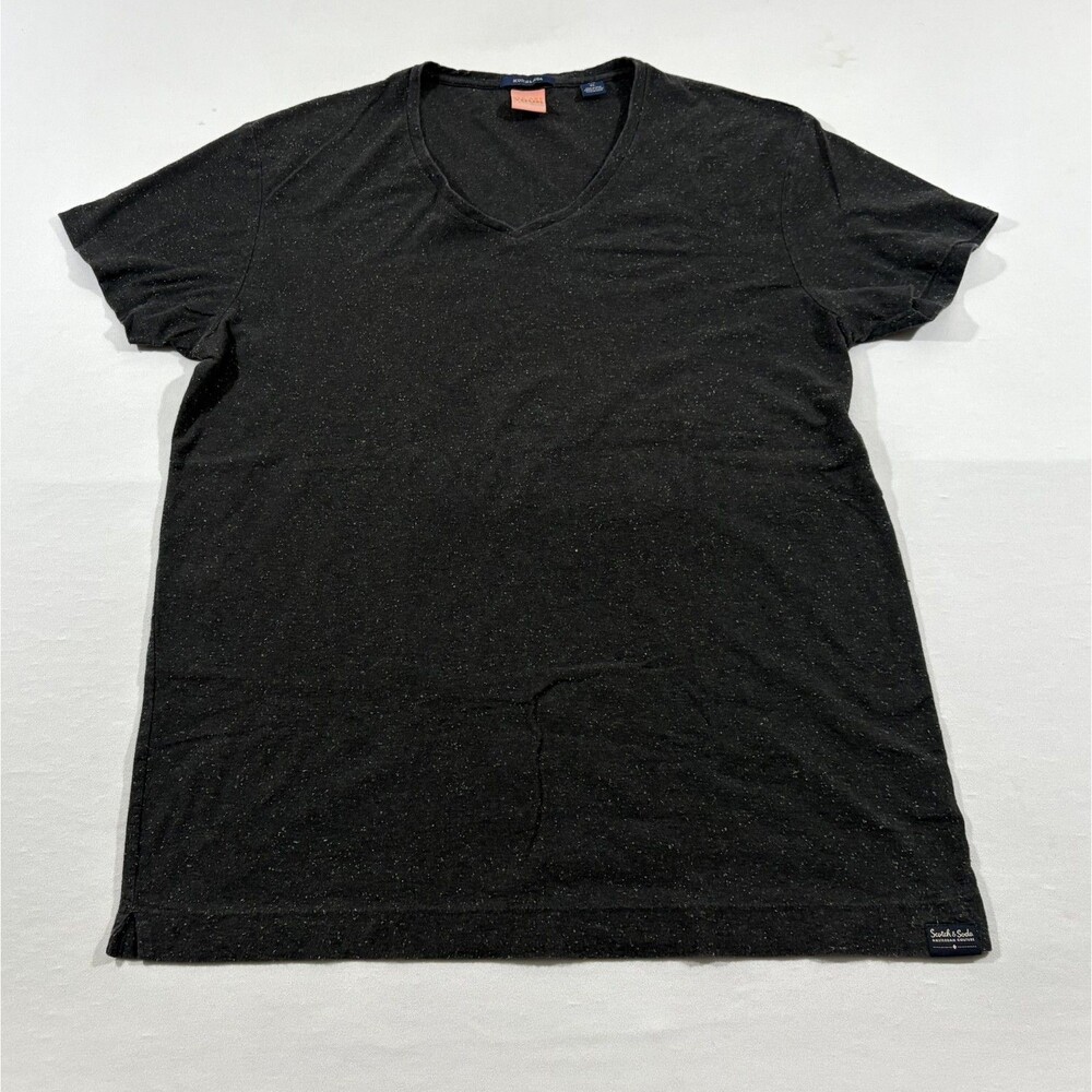 Scotch & Soda Gray Cotton Poly Mens V Neck Short Sleeve T-Shirt Tee Casual Sz XL